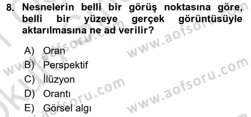 Optik Bakış Dersi 2020 - 2021 Yılı Yaz Okulu Sınav Soruları 8. Soru