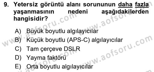 Optik Bakış Dersi 2020 - 2021 Yılı Yaz Okulu Sınav Soruları 9. Soru