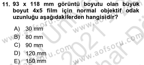 Optik Bakış Dersi 2021 - 2022 Yılı (Vize) Ara Sınav Soruları 11. Soru