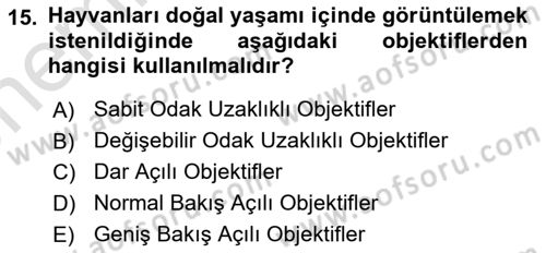 Optik Bakış Dersi 2021 - 2022 Yılı (Vize) Ara Sınavı 15. Soru