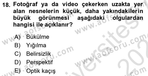 Optik Bakış Dersi 2021 - 2022 Yılı (Vize) Ara Sınavı 18. Soru