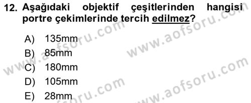 Optik Bakış Dersi 2021 - 2022 Yılı (Final) Dönem Sonu Sınav Soruları 12. Soru