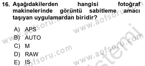 Optik Bakış Dersi 2021 - 2022 Yılı (Final) Dönem Sonu Sınav Soruları 16. Soru