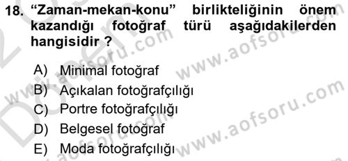 Optik Bakış Dersi 2021 - 2022 Yılı (Final) Dönem Sonu Sınav Soruları 18. Soru