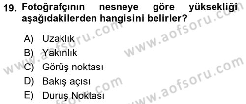 Optik Bakış Dersi 2021 - 2022 Yılı (Final) Dönem Sonu Sınav Soruları 19. Soru