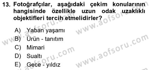 Optik Bakış Dersi 2021 - 2022 Yılı Yaz Okulu Sınav Soruları 13. Soru