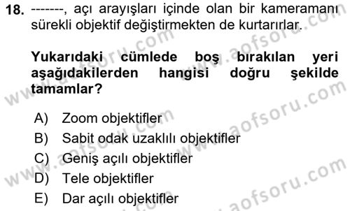 Optik Bakış Dersi 2021 - 2022 Yılı Yaz Okulu Sınav Soruları 18. Soru