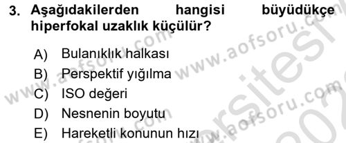 Optik Bakış Dersi 2021 - 2022 Yılı Yaz Okulu Sınav Soruları 3. Soru