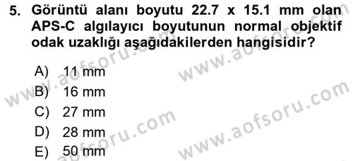 Optik Bakış Dersi 2021 - 2022 Yılı Yaz Okulu Sınav Soruları 5. Soru