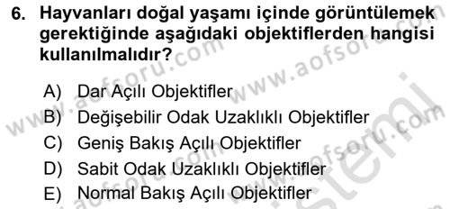 Optik Bakış Dersi 2021 - 2022 Yılı Yaz Okulu Sınav Soruları 6. Soru