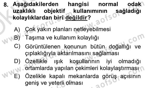 Optik Bakış Dersi 2021 - 2022 Yılı Yaz Okulu Sınav Soruları 8. Soru