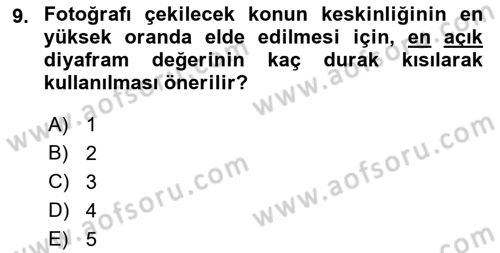 Optik Bakış Dersi 2021 - 2022 Yılı Yaz Okulu Sınav Soruları 9. Soru