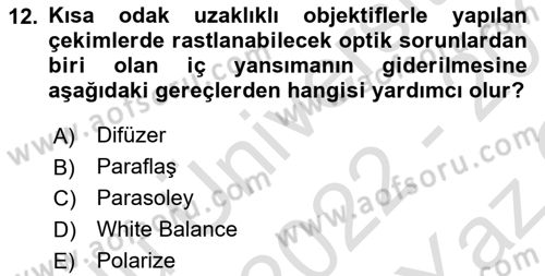 Optik Bakış Dersi 2022 - 2023 Yılı Yaz Okulu Sınav Soruları 12. Soru