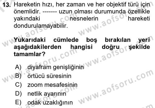 Optik Bakış Dersi 2022 - 2023 Yılı Yaz Okulu Sınav Soruları 13. Soru