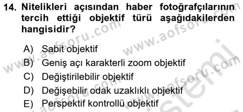Optik Bakış Dersi 2022 - 2023 Yılı Yaz Okulu Sınav Soruları 14. Soru