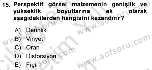 Optik Bakış Dersi 2022 - 2023 Yılı Yaz Okulu Sınav Soruları 15. Soru