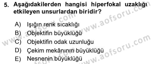 Optik Bakış Dersi 2022 - 2023 Yılı Yaz Okulu Sınav Soruları 5. Soru