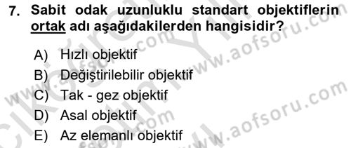 Optik Bakış Dersi 2022 - 2023 Yılı Yaz Okulu Sınav Soruları 7. Soru