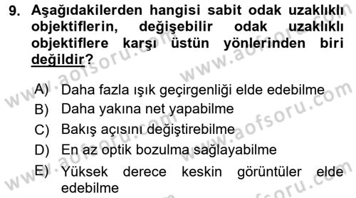 Optik Bakış Dersi 2022 - 2023 Yılı Yaz Okulu Sınav Soruları 9. Soru