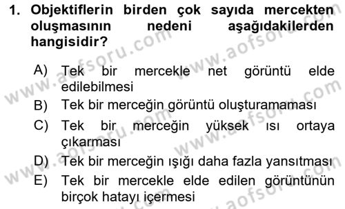 Optik Bakış Dersi 2023 - 2024 Yılı (Vize) Ara Sınav Soruları 1. Soru