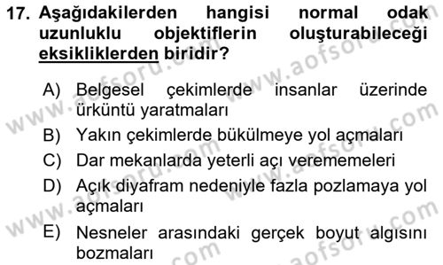 Optik Bakış Dersi 2023 - 2024 Yılı (Vize) Ara Sınav Soruları 17. Soru