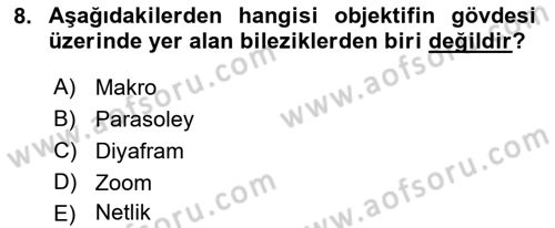 Optik Bakış Dersi 2023 - 2024 Yılı (Vize) Ara Sınav Soruları 8. Soru