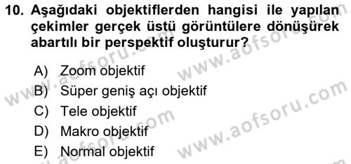 Optik Bakış Dersi 2023 - 2024 Yılı (Final) Dönem Sonu Sınav Soruları 10. Soru