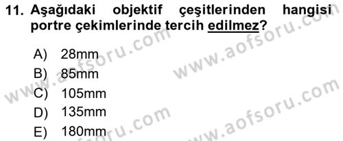 Optik Bakış Dersi 2023 - 2024 Yılı (Final) Dönem Sonu Sınav Soruları 11. Soru