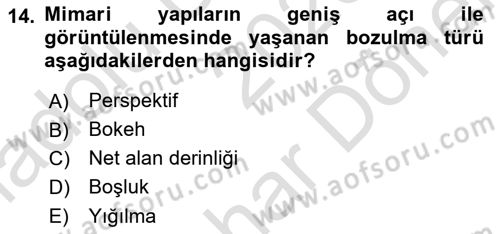 Optik Bakış Dersi 2023 - 2024 Yılı (Final) Dönem Sonu Sınav Soruları 14. Soru