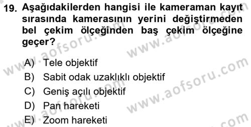 Optik Bakış Dersi 2023 - 2024 Yılı (Final) Dönem Sonu Sınav Soruları 19. Soru