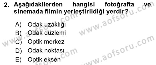 Optik Bakış Dersi 2023 - 2024 Yılı (Final) Dönem Sonu Sınav Soruları 2. Soru