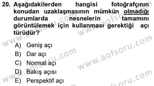 Optik Bakış Dersi 2023 - 2024 Yılı (Final) Dönem Sonu Sınav Soruları 20. Soru