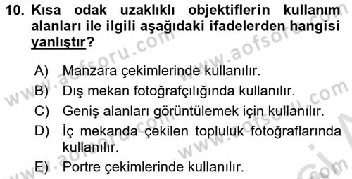 Optik Bakış Dersi 2023 - 2024 Yılı Yaz Okulu Sınav Soruları 10. Soru
