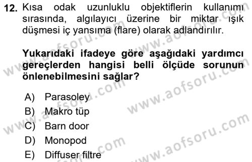 Optik Bakış Dersi 2023 - 2024 Yılı Yaz Okulu Sınav Soruları 12. Soru