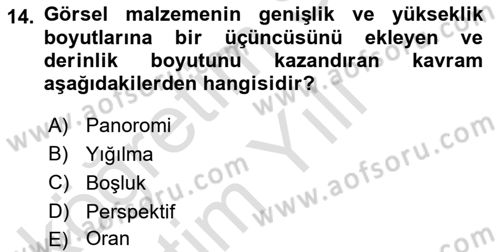 Optik Bakış Dersi 2023 - 2024 Yılı Yaz Okulu Sınav Soruları 14. Soru