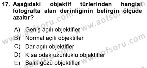 Optik Bakış Dersi 2023 - 2024 Yılı Yaz Okulu Sınav Soruları 17. Soru