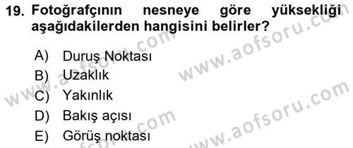 Optik Bakış Dersi 2023 - 2024 Yılı Yaz Okulu Sınav Soruları 19. Soru