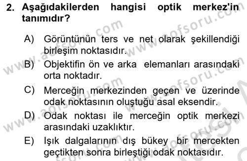 Optik Bakış Dersi 2023 - 2024 Yılı Yaz Okulu Sınav Soruları 2. Soru