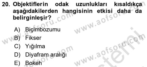 Optik Bakış Dersi 2023 - 2024 Yılı Yaz Okulu Sınav Soruları 20. Soru