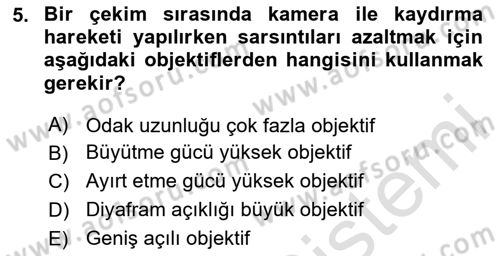 Optik Bakış Dersi 2023 - 2024 Yılı Yaz Okulu Sınav Soruları 5. Soru