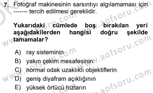 Optik Bakış Dersi 2023 - 2024 Yılı Yaz Okulu Sınav Soruları 7. Soru