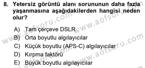 Optik Bakış Dersi 2023 - 2024 Yılı Yaz Okulu Sınav Soruları 8. Soru