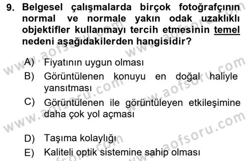 Optik Bakış Dersi 2023 - 2024 Yılı Yaz Okulu Sınav Soruları 9. Soru