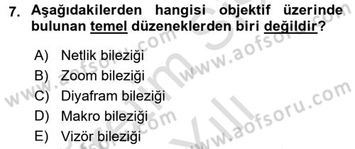 Optik Bakış Dersi 2024 - 2025 Yılı (Vize) Ara Sınav Soruları 7. Soru