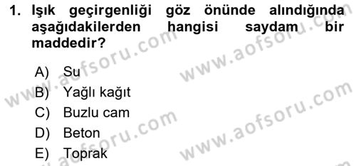 Optik Bakış Dersi 2024 - 2025 Yılı (Final) Dönem Sonu Sınav Soruları 1. Soru