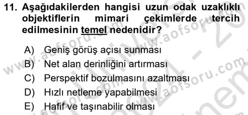 Optik Bakış Dersi 2024 - 2025 Yılı (Final) Dönem Sonu Sınav Soruları 11. Soru