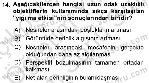 Optik Bakış Dersi 2024 - 2025 Yılı (Final) Dönem Sonu Sınav Soruları 14. Soru
