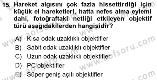 Optik Bakış Dersi 2024 - 2025 Yılı (Final) Dönem Sonu Sınav Soruları 15. Soru
