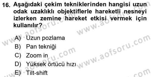 Optik Bakış Dersi 2024 - 2025 Yılı (Final) Dönem Sonu Sınav Soruları 16. Soru
