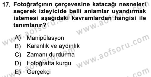 Optik Bakış Dersi 2024 - 2025 Yılı (Final) Dönem Sonu Sınav Soruları 17. Soru